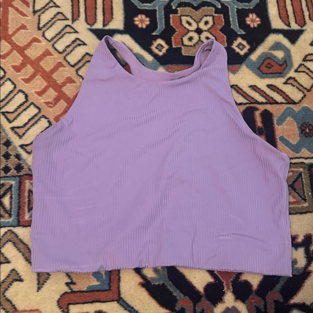 Girlfriend Collective Lavender Ribbed Dylan Sport Bra XL